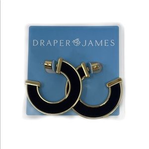 Draper James Navy Suede Inlay Hoops NWT